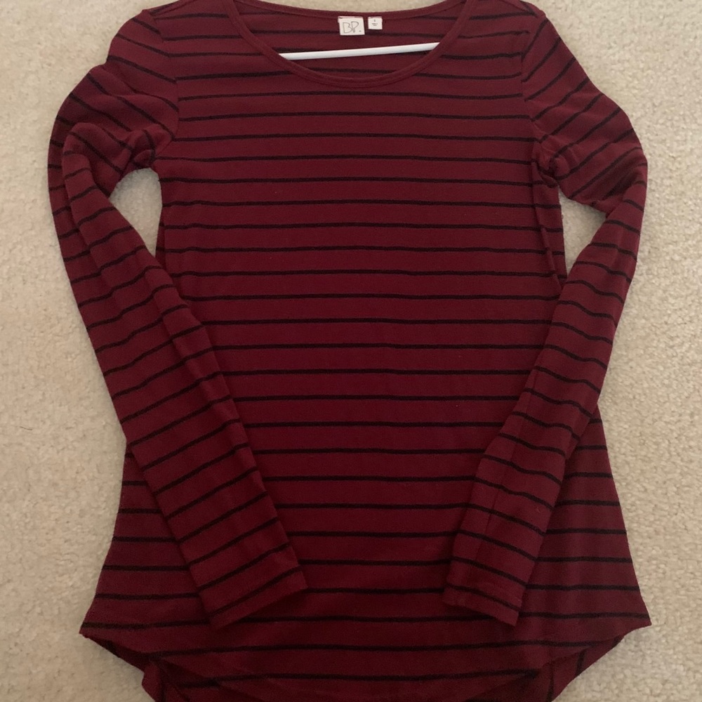 BP Maroon and Black Striped Tee Shirt